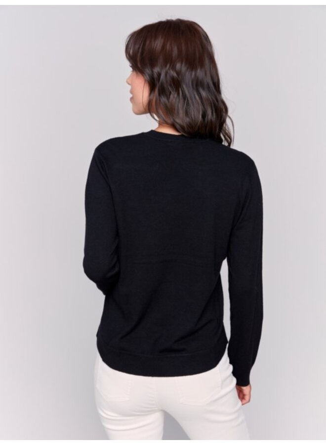 Jacquard Knit Round Hem Sweater