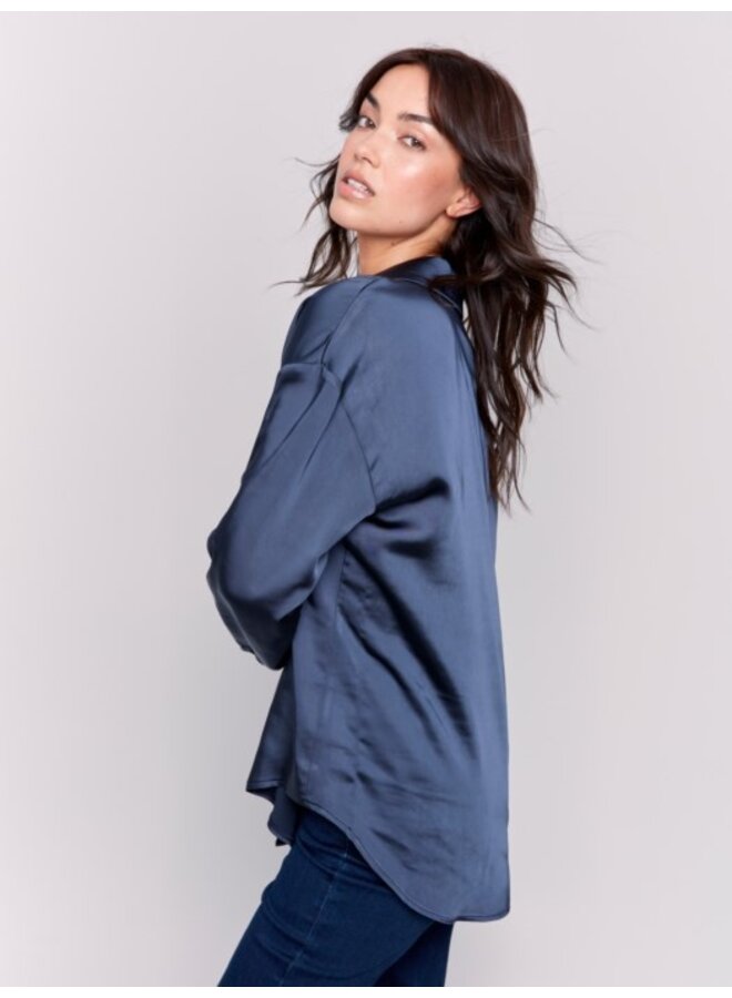 Long Sleeve Button up Shirt with Sleeve Tab