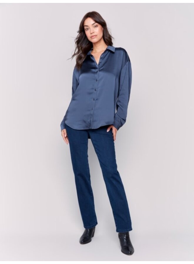 Long Sleeve Button up Shirt with Sleeve Tab