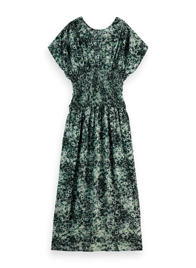 Printed Modal Smock Waist Maxi