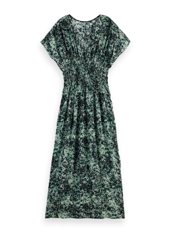 Printed Modal Smock Waist Maxi