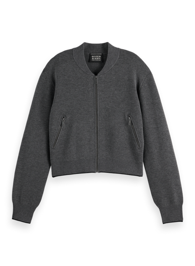 Compact knitted cropped bomber