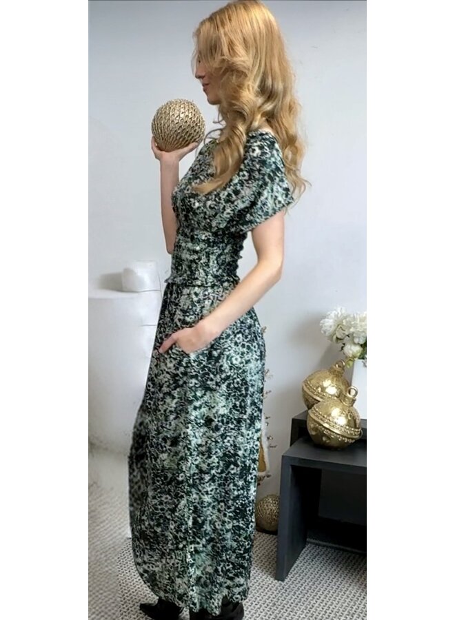 Printed Modal Smock Waist Maxi