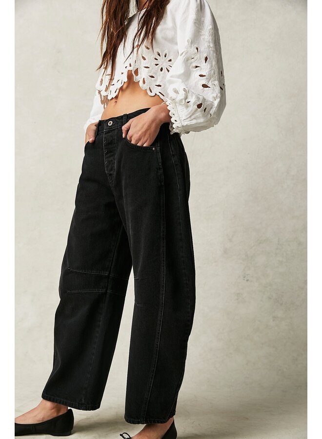 Good Luck Mid Rise Barrel Jeans Sound Wave