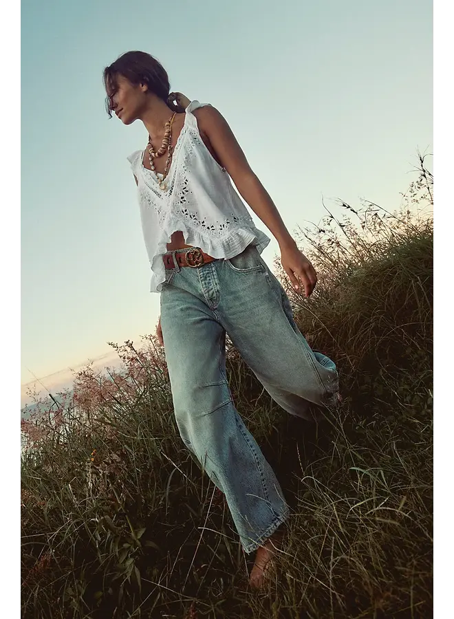 Good Luck Mid Rise Barrel Jeans Kismet