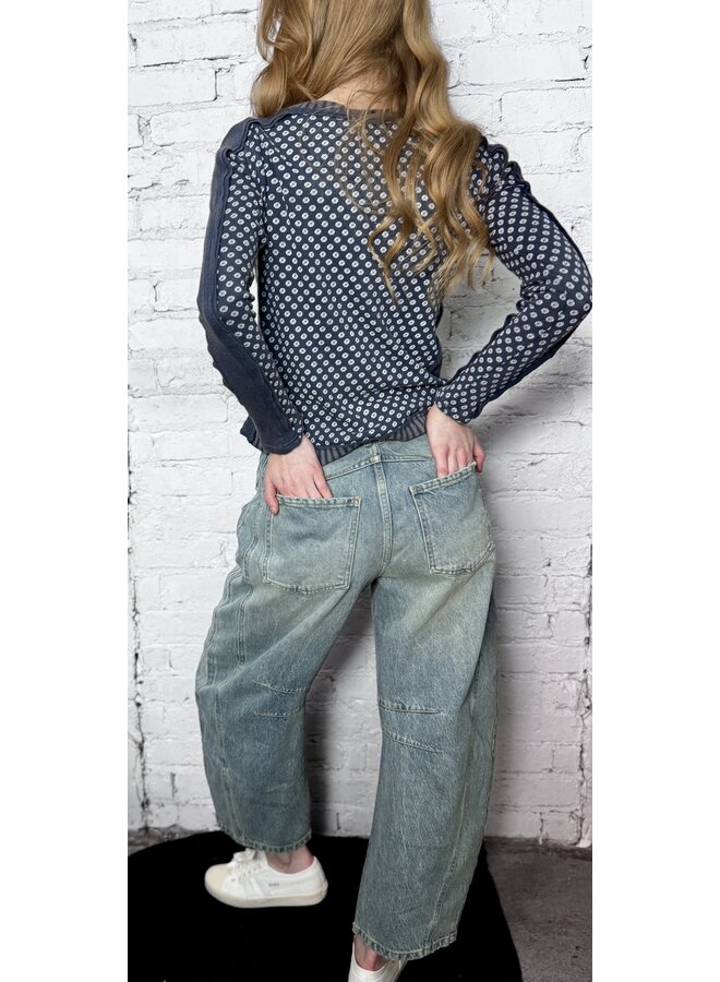 Good Luck Mid Rise Barrel Jeans Kismet