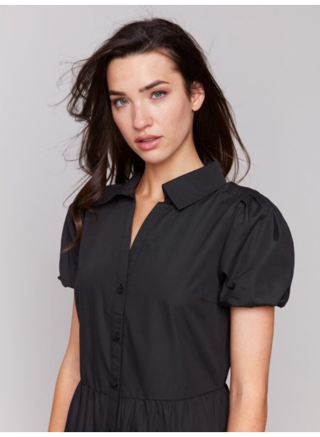 Poplin Puff Sleeve Maxi