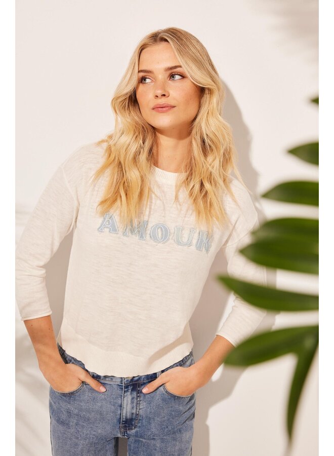 Denim Patch Amour Cotton Sweater