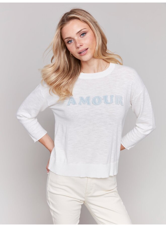 Denim Patch Amour Cotton Sweater