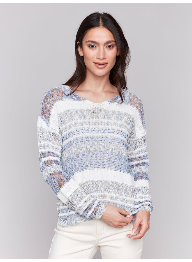 Multi-Yarn Striped Sweater