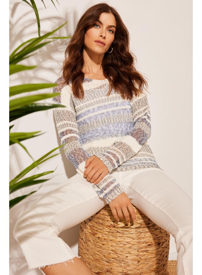 Multi-Yarn Striped Sweater