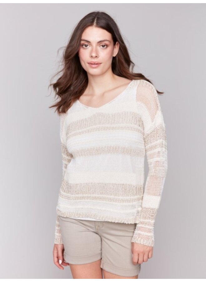 Multi-Yarn Striped Sweater