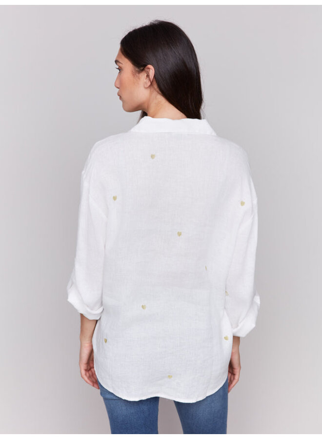 Blouse with Embroidered Hearts