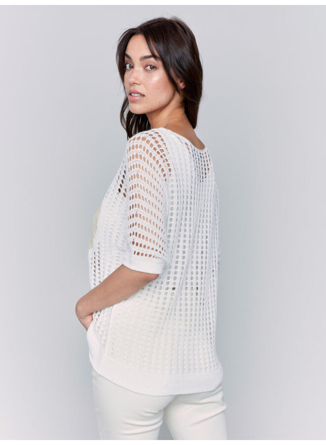 Fishnet Sweater with Gold Heart