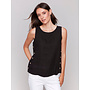 Sleeveless Linen Top with Side Buttons