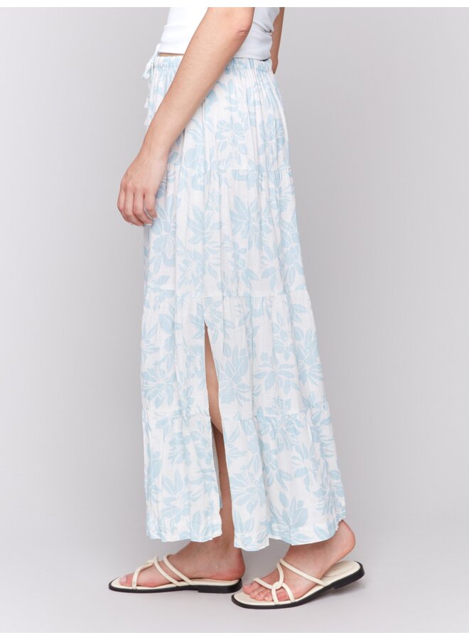 Linen Blend Printed Skirt