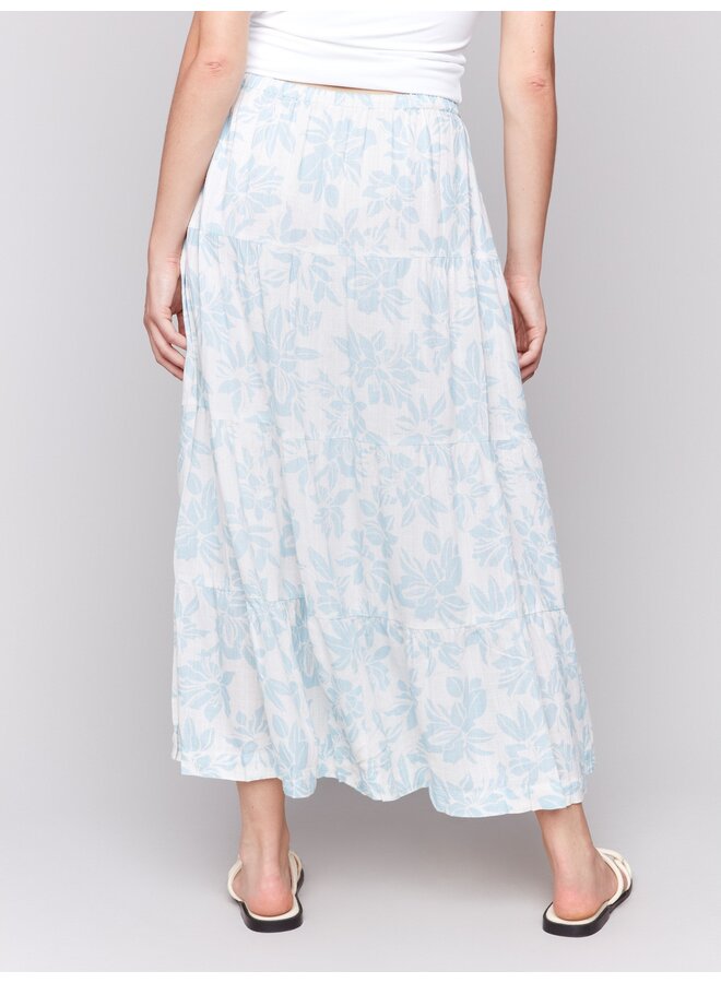 Linen Blend Printed Skirt