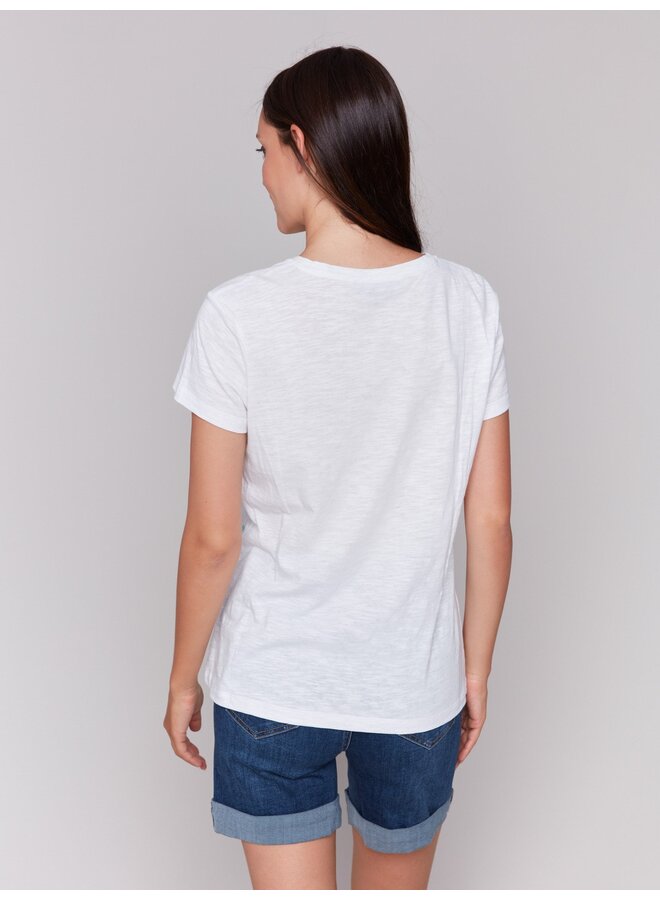 Short Sleeve V Neck Hearts
