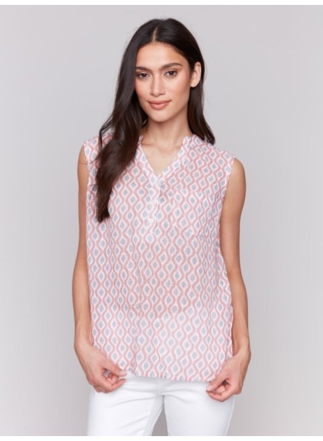 Printed Cotton Gauze Sleeveless