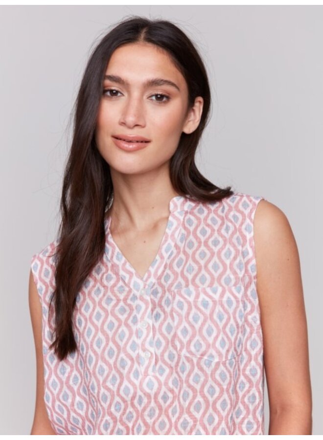 Printed Cotton Gauze Sleeveless