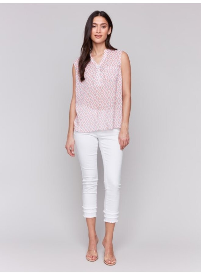 Printed Cotton Gauze Sleeveless
