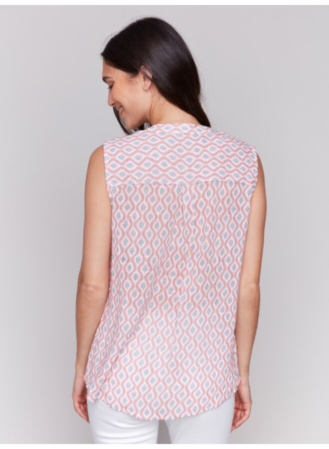 Printed Cotton Gauze Sleeveless