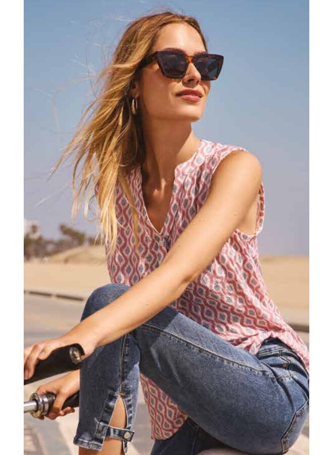 Printed Cotton Gauze Sleeveless