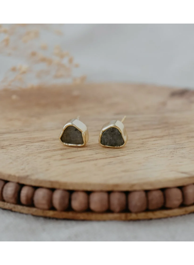 Fleck Labradorite Studs