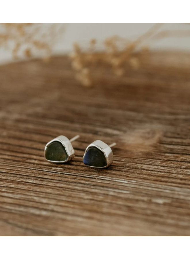 Fleck Labradorite Studs