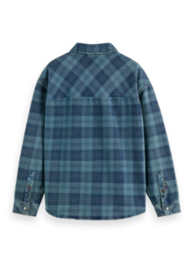 Washed Denim Checked Overshirt