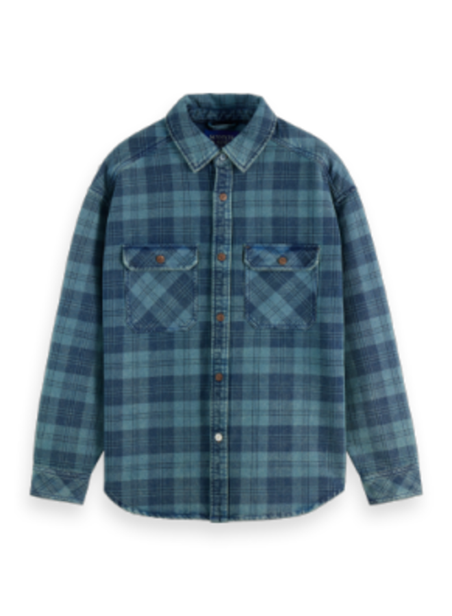 Washed Denim Checked Overshirt