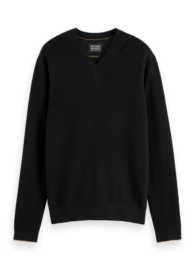 Regular Fit Cotton Linen V-Neck