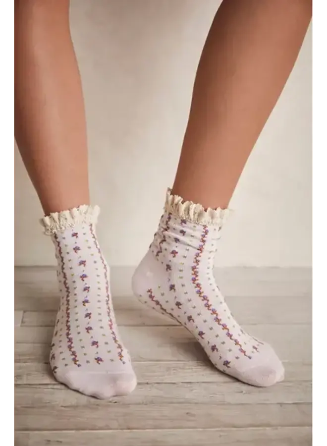 Rosebud Waffle Socks