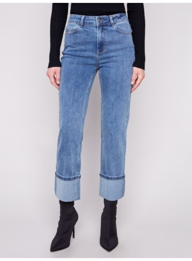 Wide Cuff Straight Leg Jeans