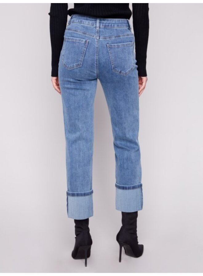 Wide Cuff Straight Leg Jeans