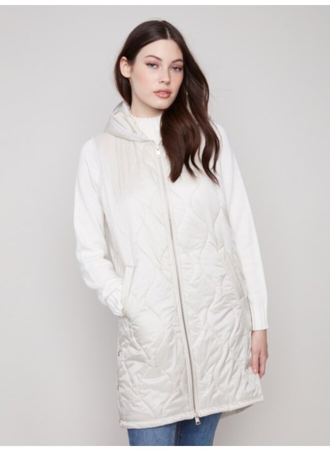 Pearlized Long Hooded Vest