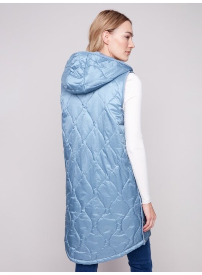 Pearlized Long Hooded Vest