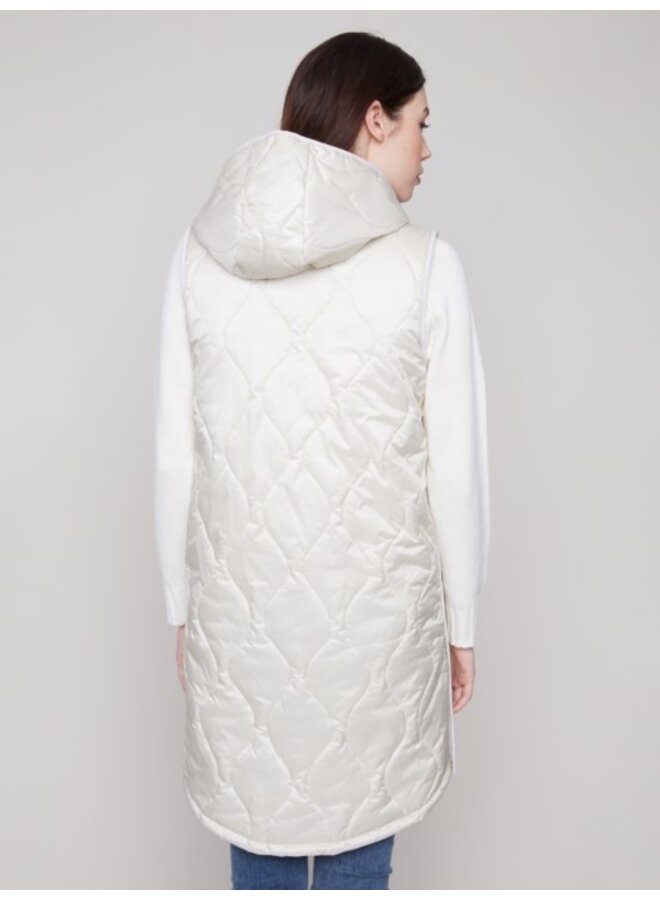 Pearlized Long Hooded Vest