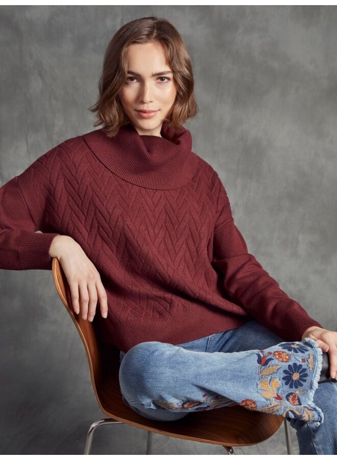 Cowl Neck Chevron Knit