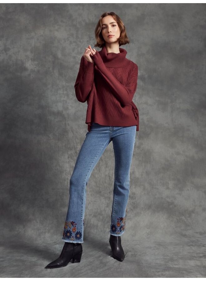 Cowl Neck Chevron Knit