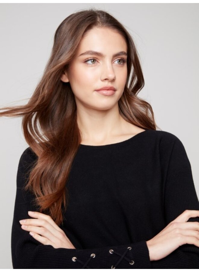 Knit Sweater w/ lace up cuffs
