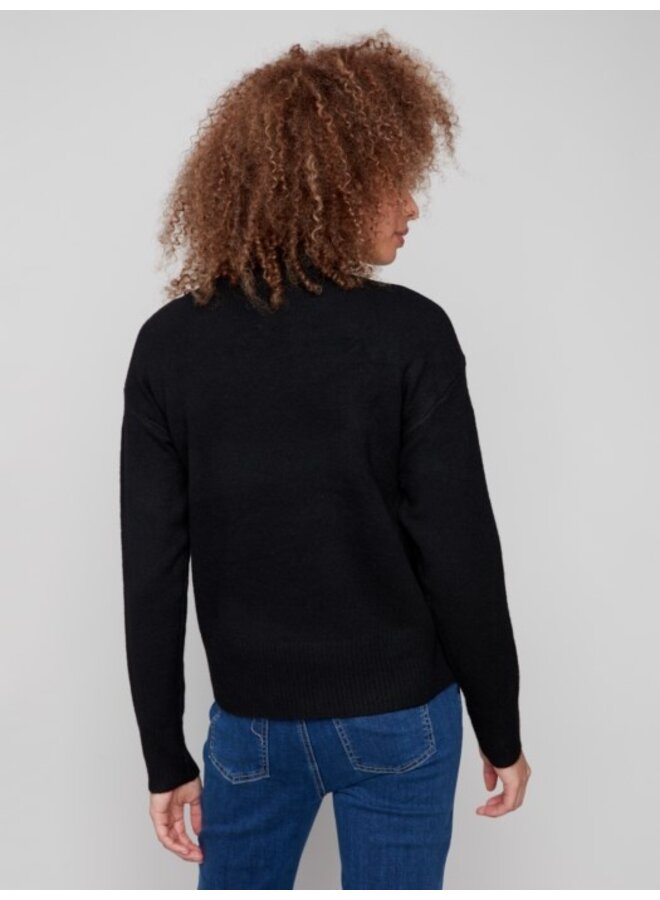 Heart Mock Neck Drop Shoulder