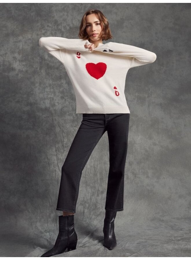 Jacquered Plush Knit Crew