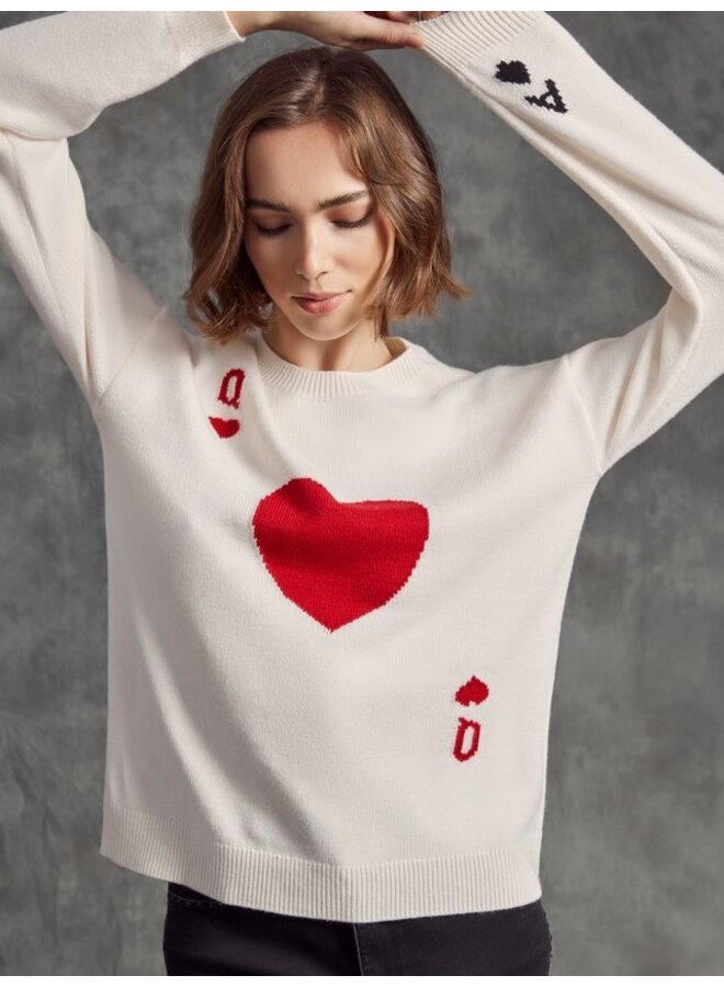 Jacquered Plush Knit Crew