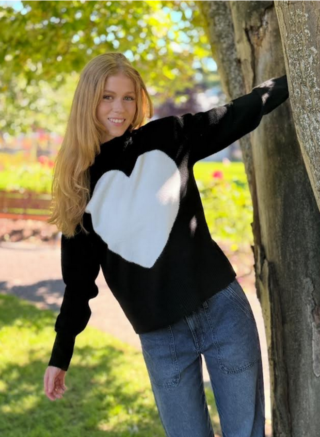 Heart Mock Neck Drop Shoulder