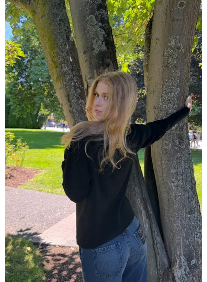 Heart Mock Neck Drop Shoulder