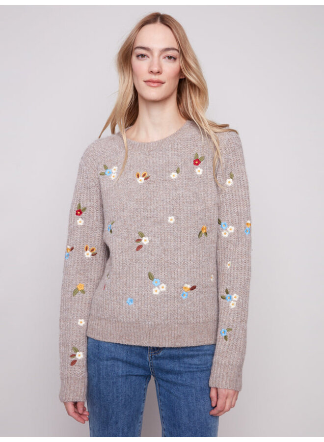 Crew Neck Floral Sweater