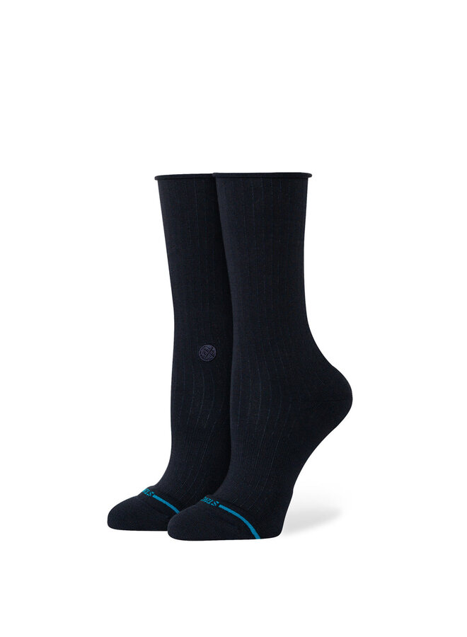 Womens Rolled Solid Crew Sock