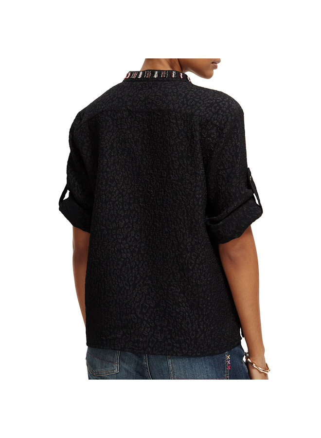 Jacquard  Shirt Beaded Collar