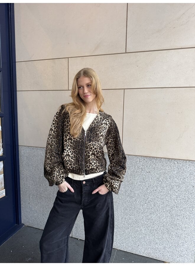 Bubble Zip Sweater Leopard